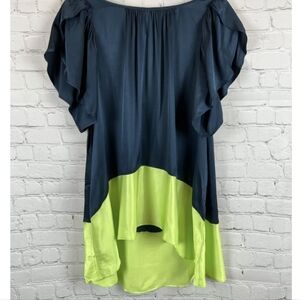 Elegant Navy and Lime Women's Top
